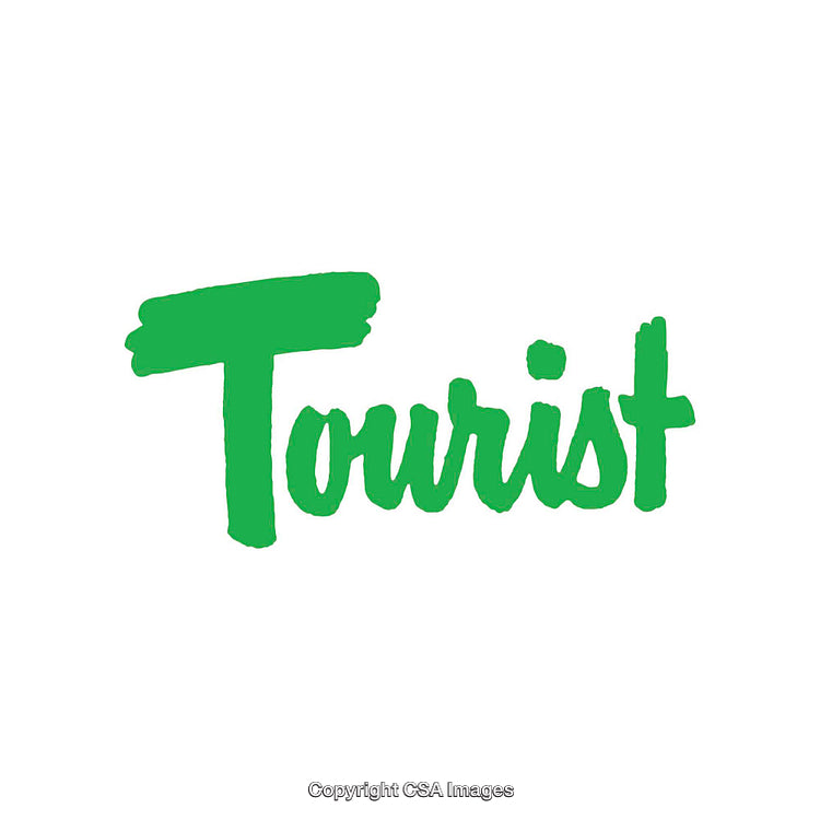 Stylized Green Text Display Featuring the Word 'Tourist' in Bold Brush Script