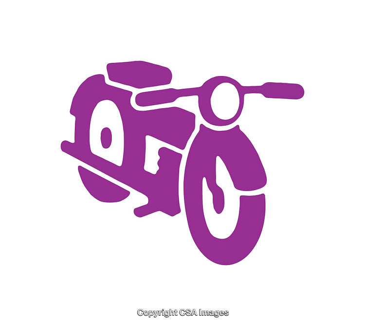 Purple Icon of a Motorcycle in a Simplistic Graphic Style