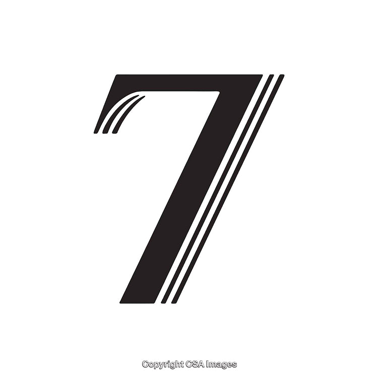 Artistic Representation of Bold Black Number Seven on White Background