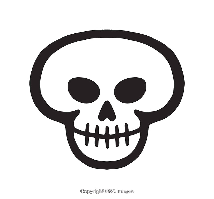Minimalist Black and White Skull Line Art Illustration