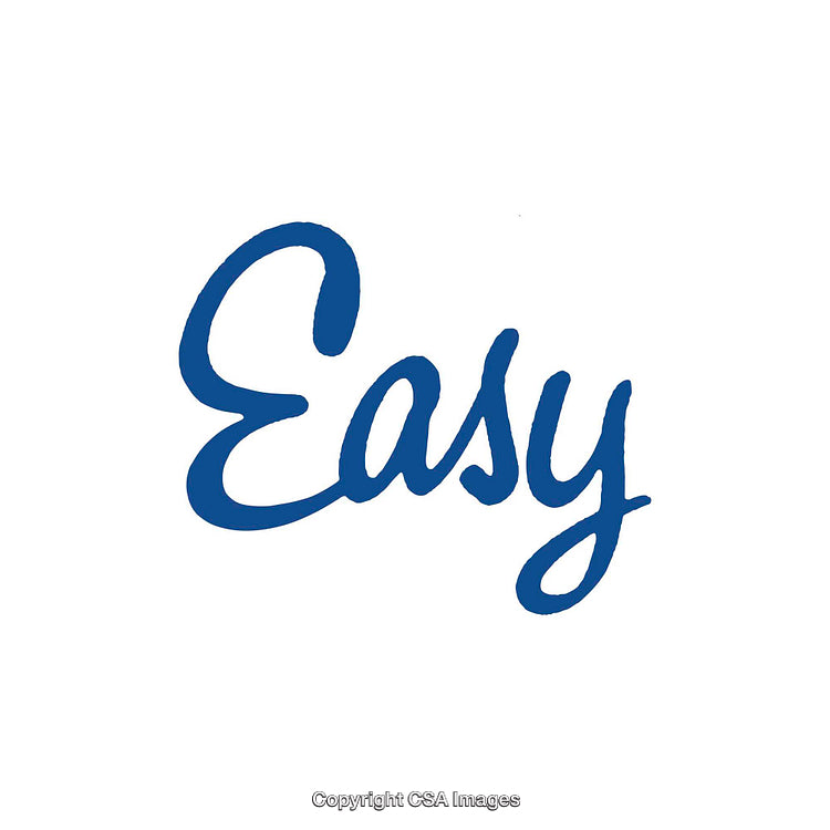 Blue Script Text Reading 'Easy' on a White Background