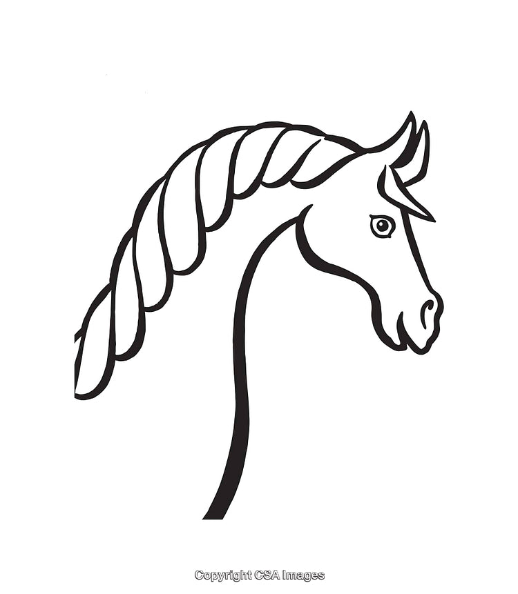 Minimalist Black and White Line Art Illustration of a Horse Head