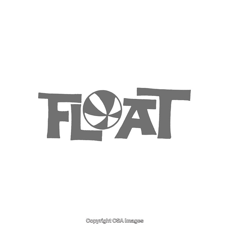 Minimalistic Gray Floating Beach Ball Text Design on White