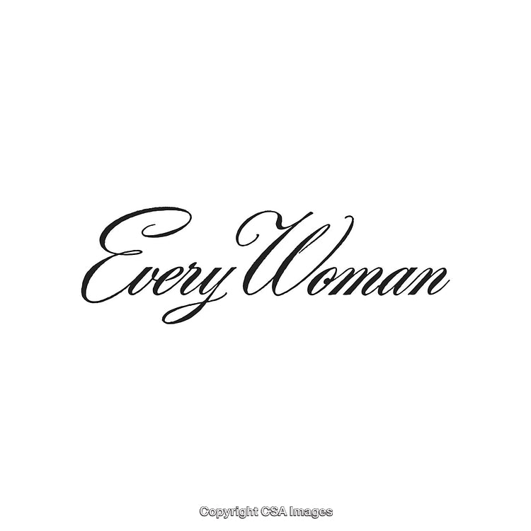 Elegant Calligraphy Text Featuring 'Every Woman' in Black on White Background