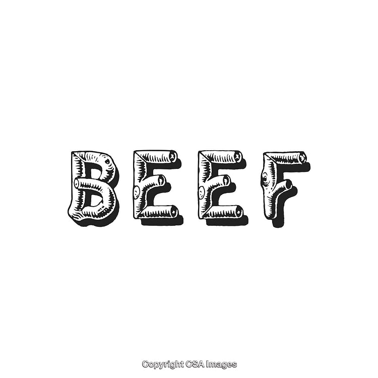Vintage Style BEEF Text Design with Artistic Typography Detailing