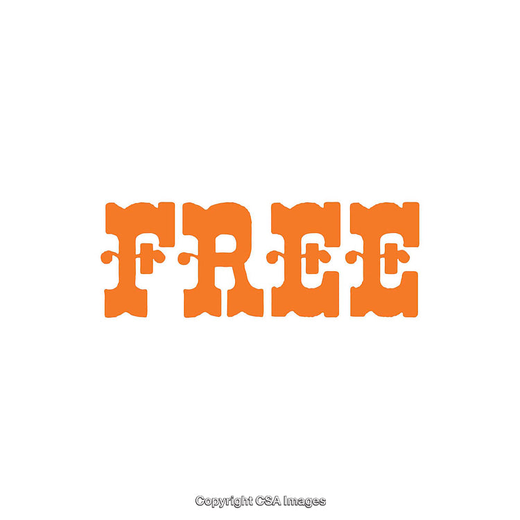 Orange Stylized Text Depicting the Word Free on White Background