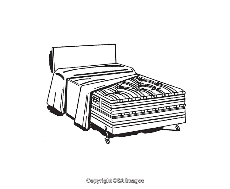 Black and White Line Art of a Stylish Bed and Mattress