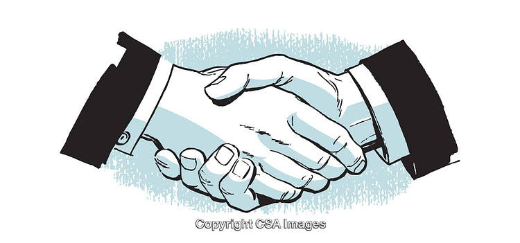 Illustrated Handshake Representing Business Agreement and Collaboration