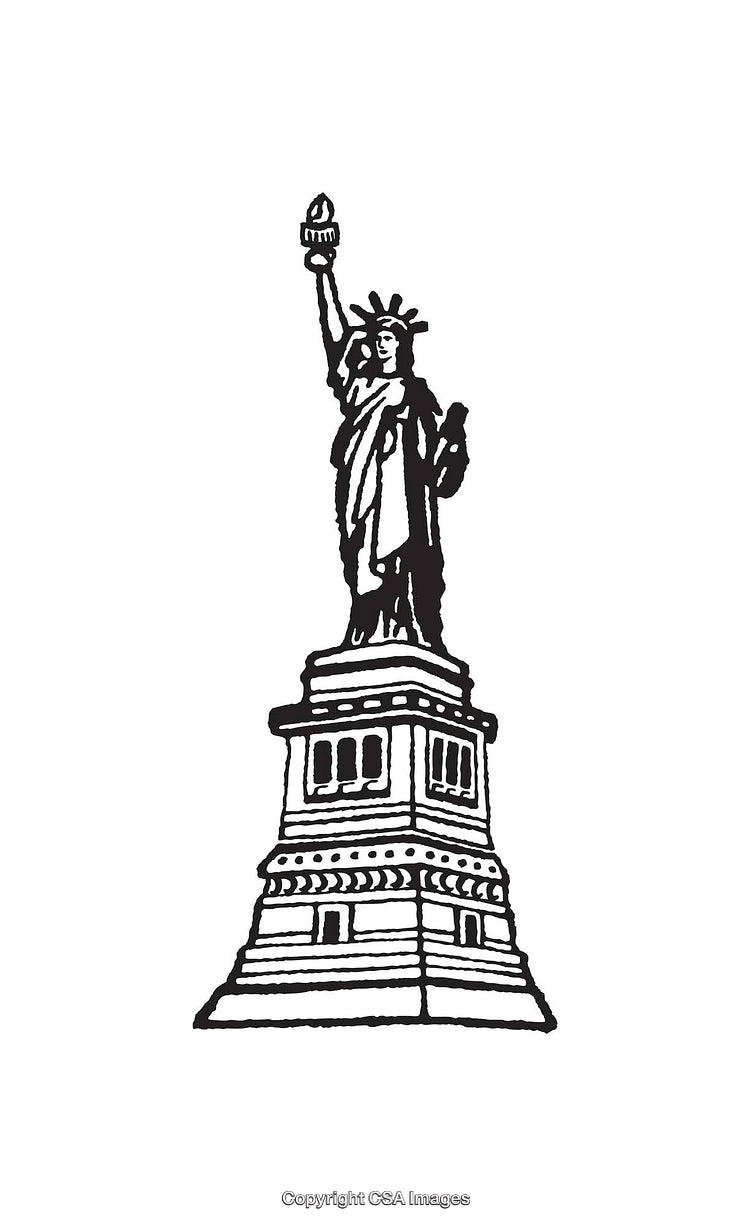 Black And White Line Art Depiction of the Statue Of Liberty