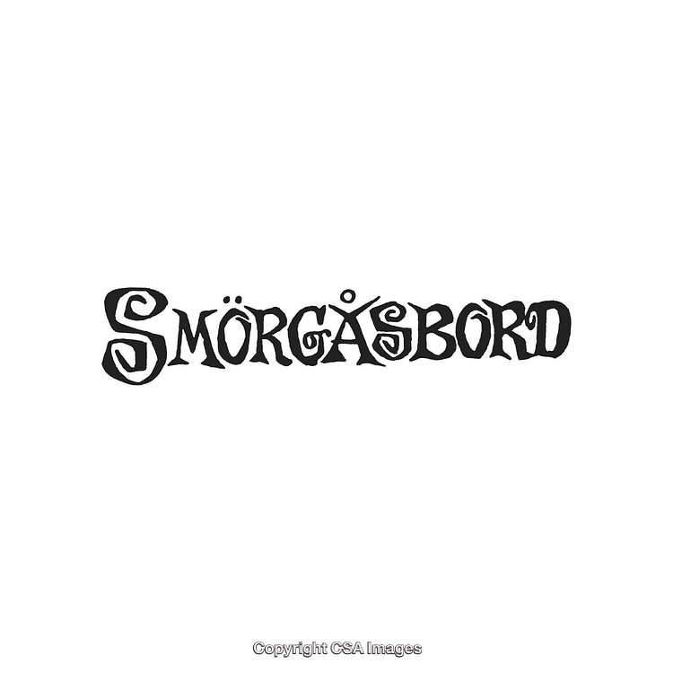 Quirky Smörgåsbord Typography Display in Stylized Black and White Lettering