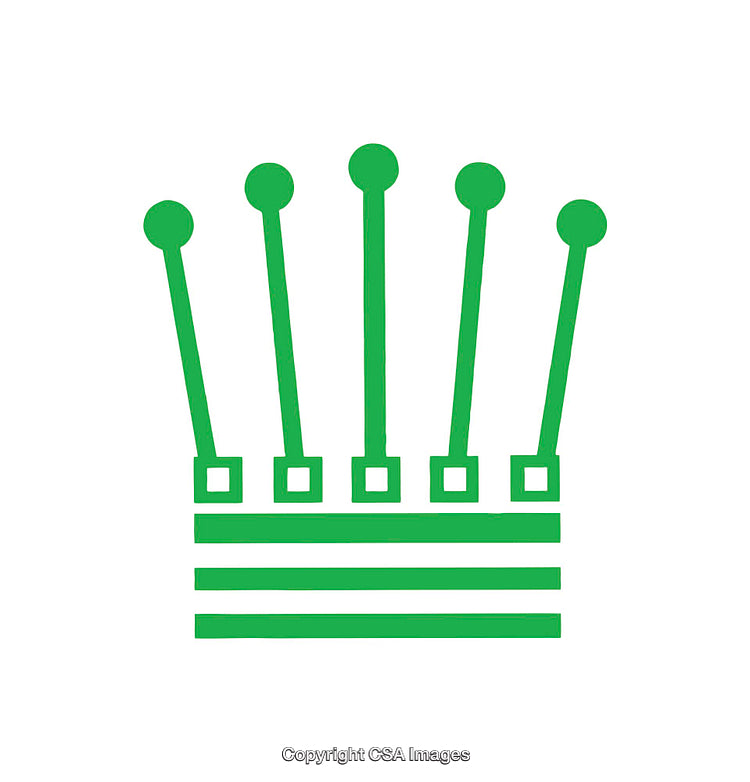 Green Abstract Crown-Shaped Digital Icon Design on White Background