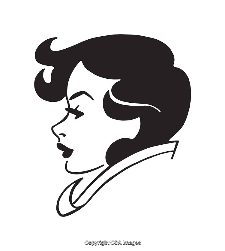 Elegant Black and White Line Art Silhouette of a Woman