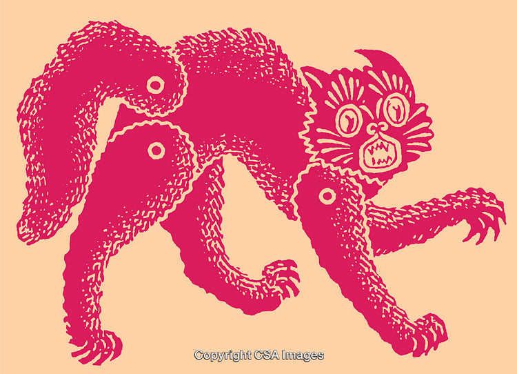 Vibrant Colorful Line Art Illustration of a Dynamic Cat