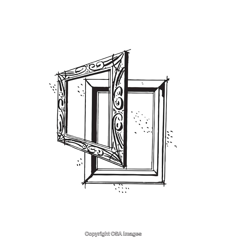 Intricate Black And White Line Art Illustration Of Layered Picture Frames