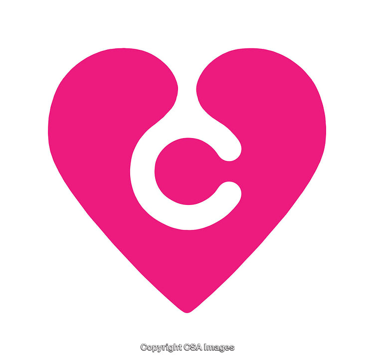 Pink Heart Icon with Letter C in Minimalist Design
