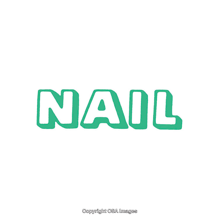 Bold Green Text Illustration of the Word 'Nail' Isolated on White