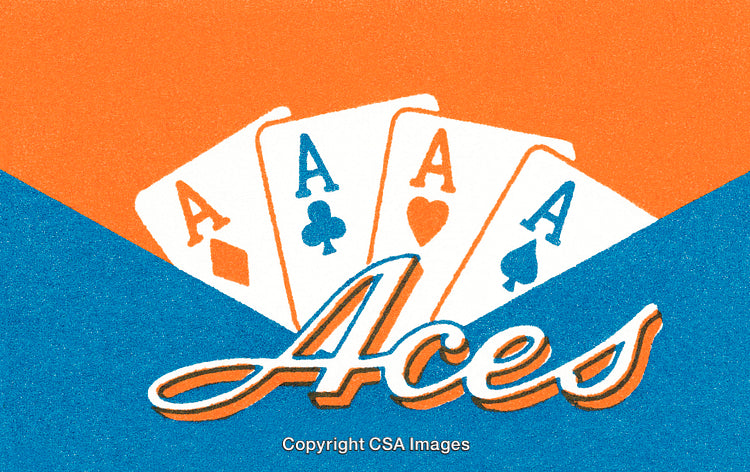 Four Aces Playing Cards Illustration in Retro Style With Dynamic Colors