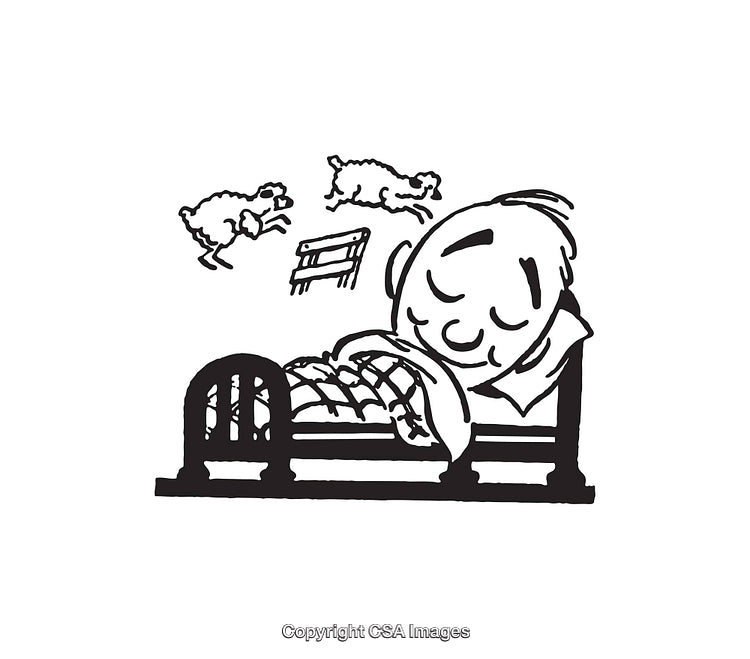 Illustration of Person Sleeping Peacefully with Dreaming Sheep