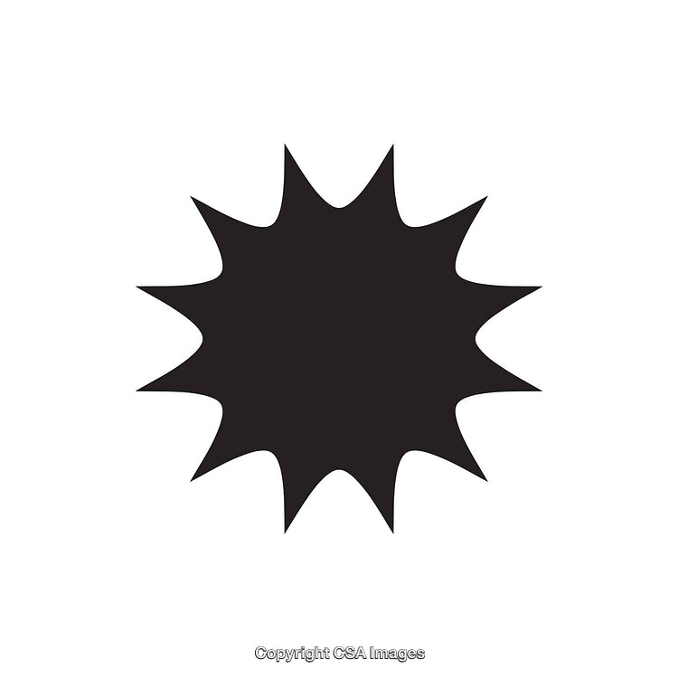 Black Starburst Shape Graphic on a White Background