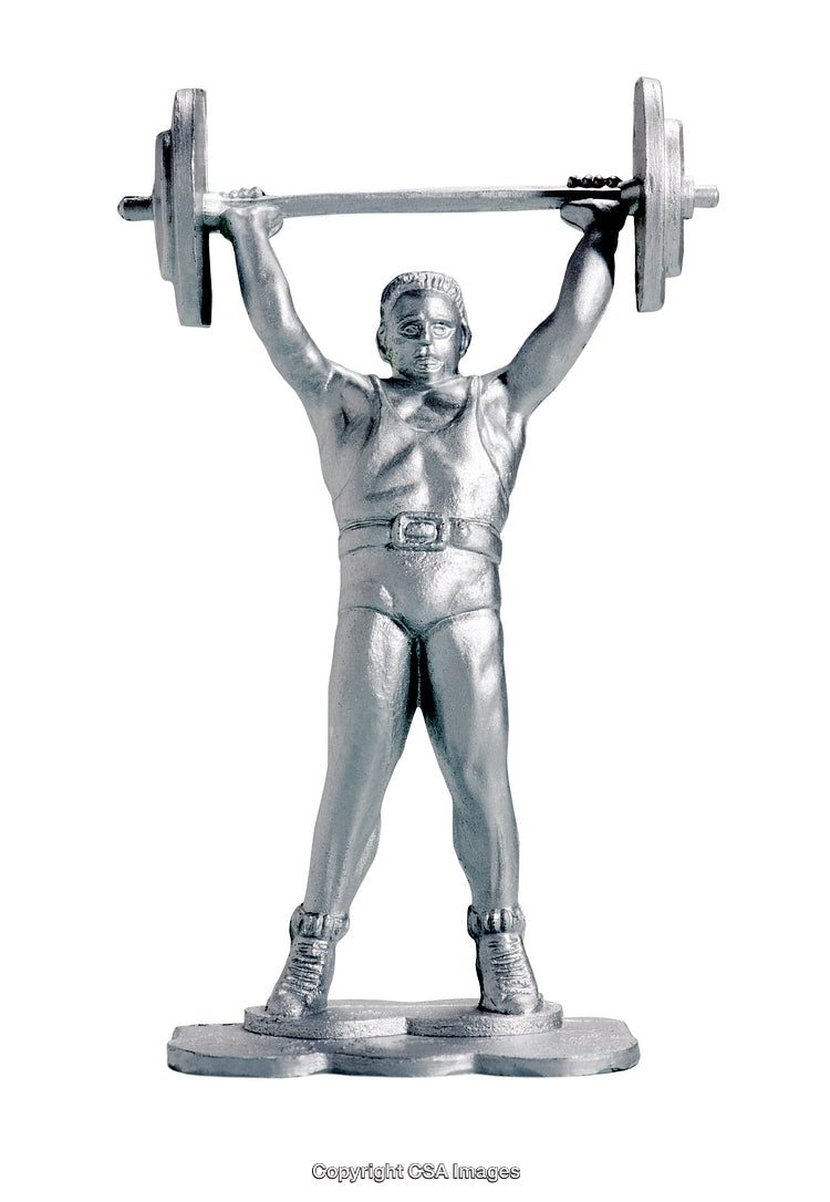 Plastic Weightlifting Figurine Depicting a Man Lifting a Barbell