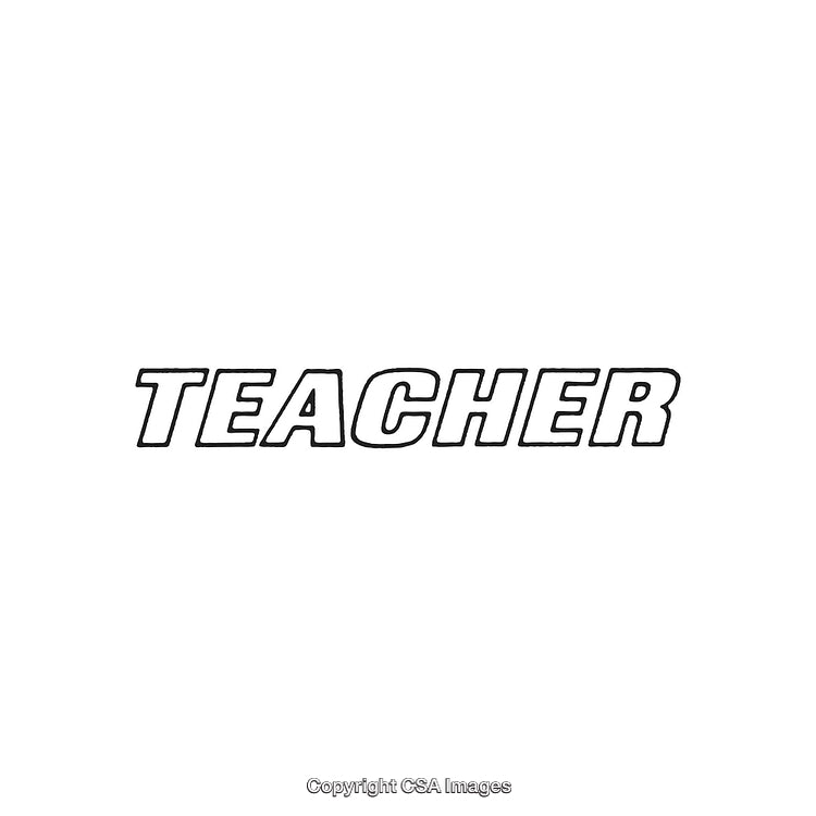Simple Bold Text Depicting the Word Teacher in Black Outline Style