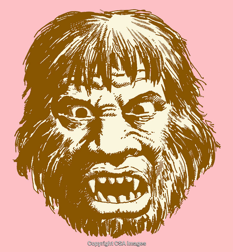 Illustration of a Fierce Beastly Face on a Pink Background