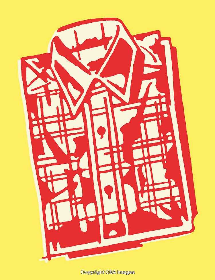 Colorful Line Art Illustration of a Folded Plaid Shirt Design