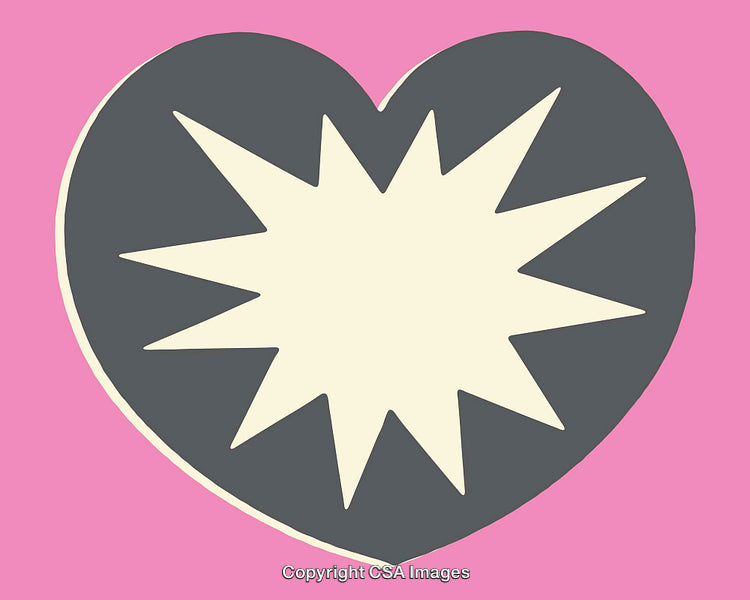 Heart Shape with Starburst Pattern on Vibrant Pink Background