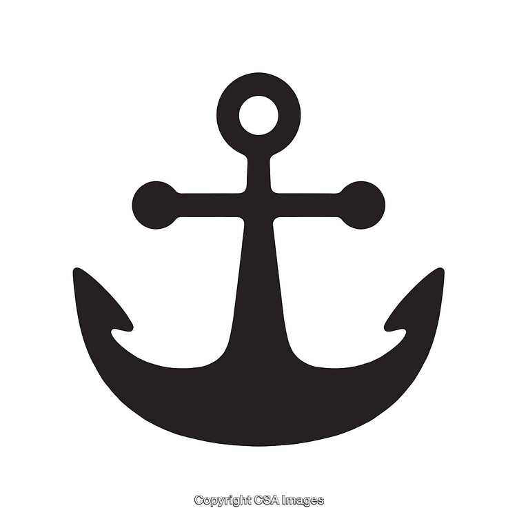 Black and White Simple Anchor Icon Depicting Nautical Symbolism