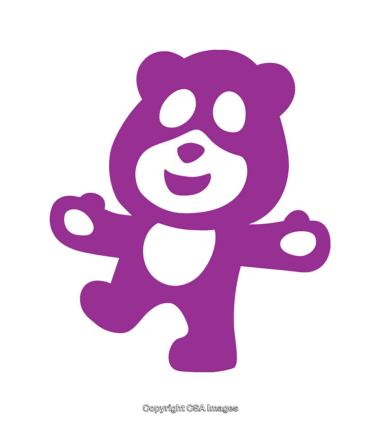 Purple Cartoon Bear Icon with Happy Expression and Open Arms