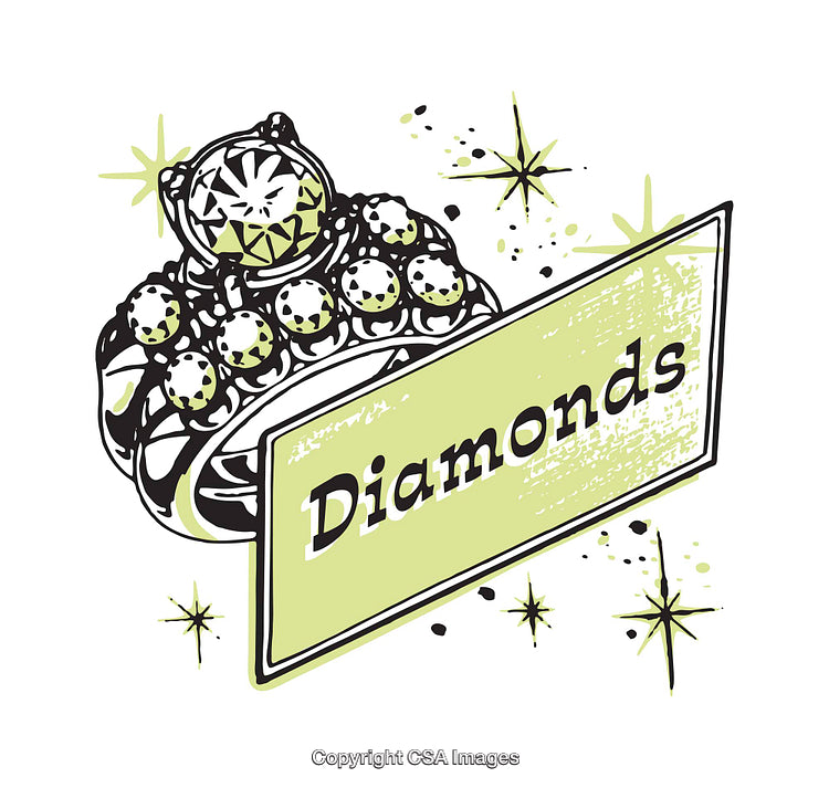 Illustrated Diamond Ring Design Featuring Sparkling Stones and Artistic Elements
