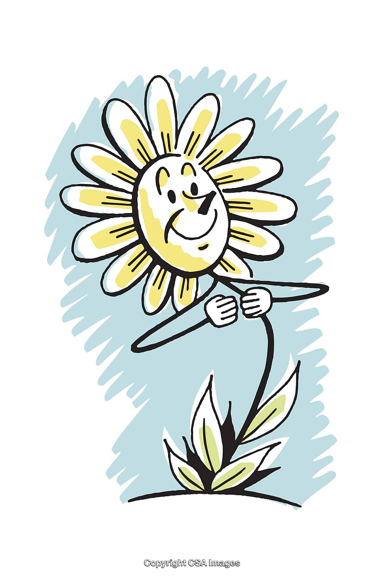 Whimsical Cartoon Illustration of a Sunflower with a Smiling Face