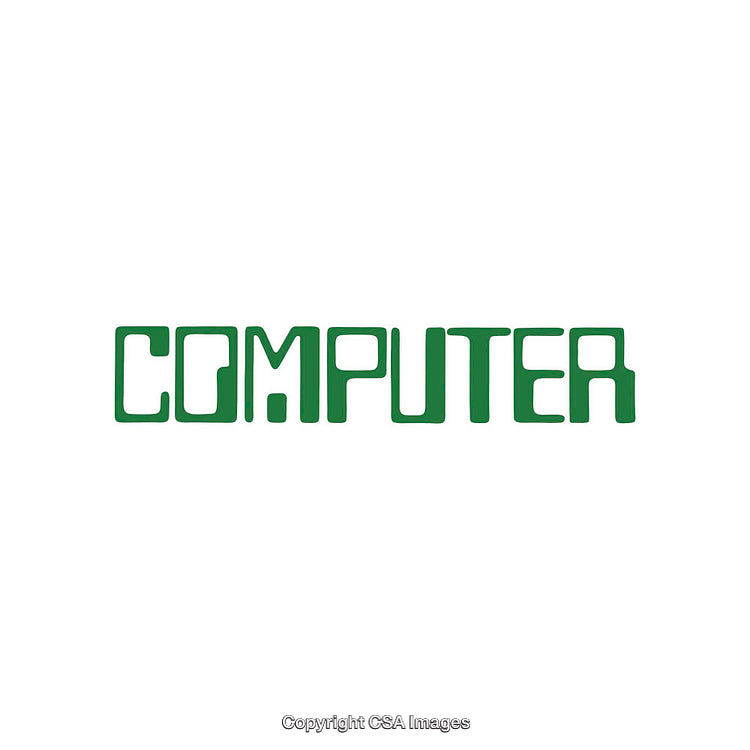 Retro Green Computer-Style Typographic Design on a Minimalist White Background