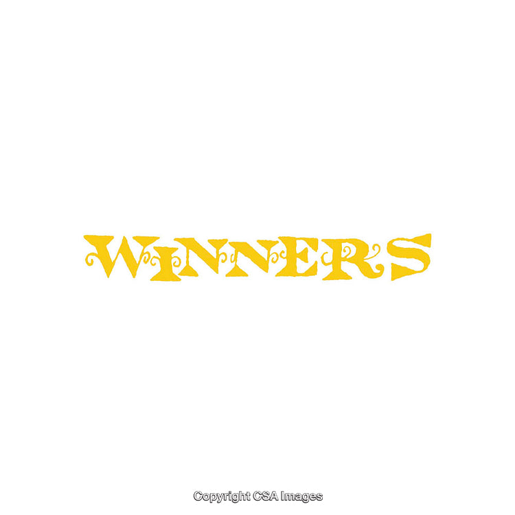 Bold Yellow Winners Text on White Background