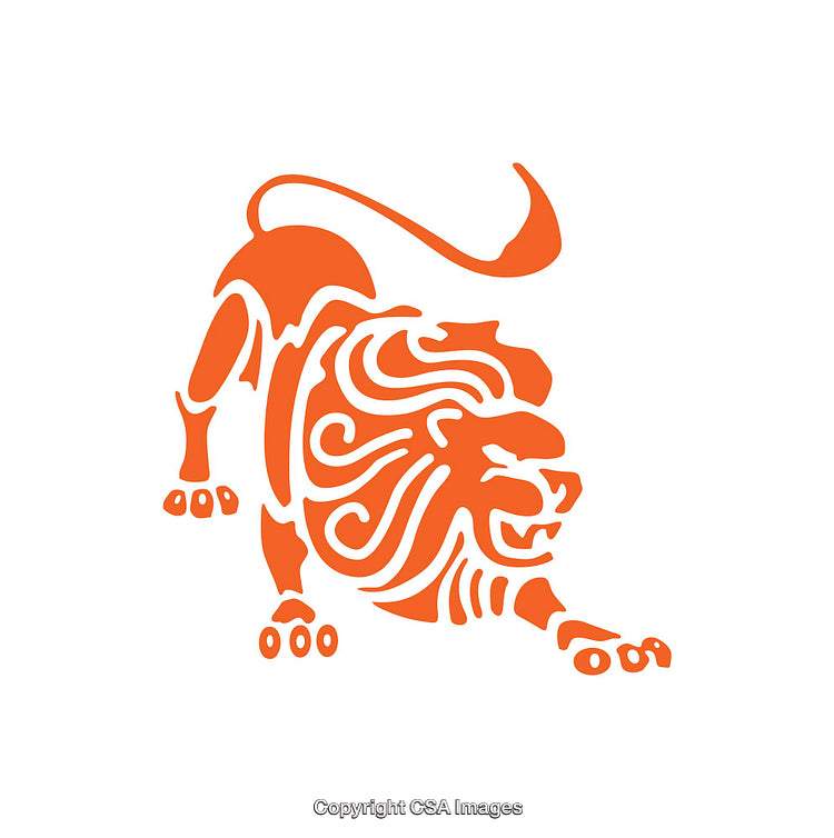 Stylized Orange Lion Icon with Dynamic Creative Details