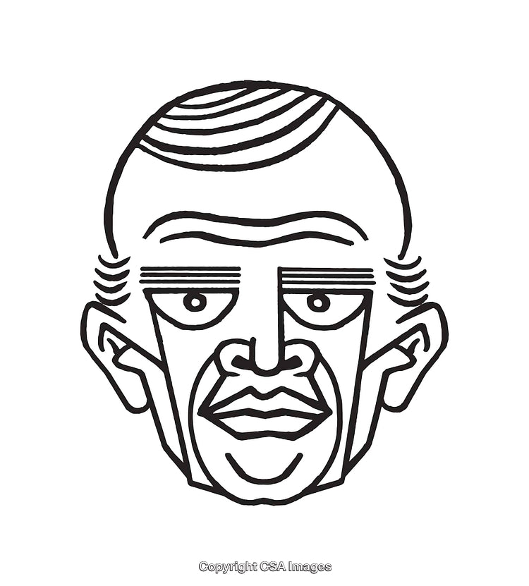 Black and White Abstract Line Art Illustration of a Male Face Design