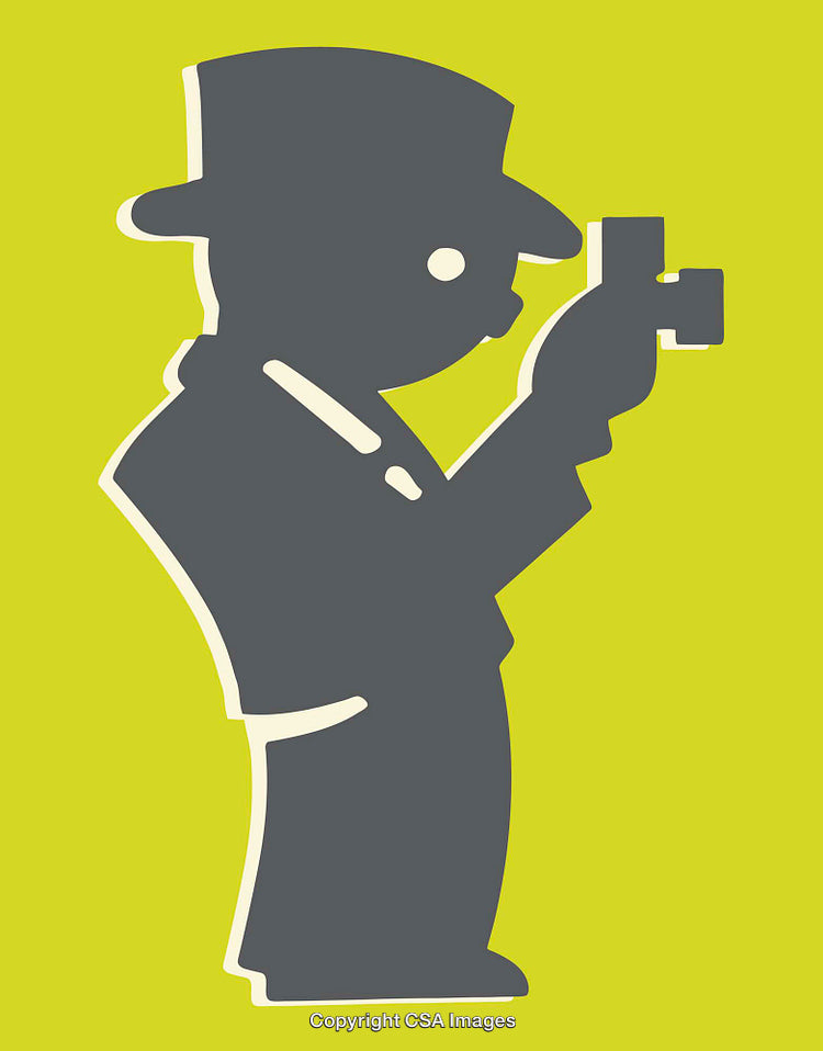 Abstract Illustration of a Photographer Taking a Picture in Silhouette Style