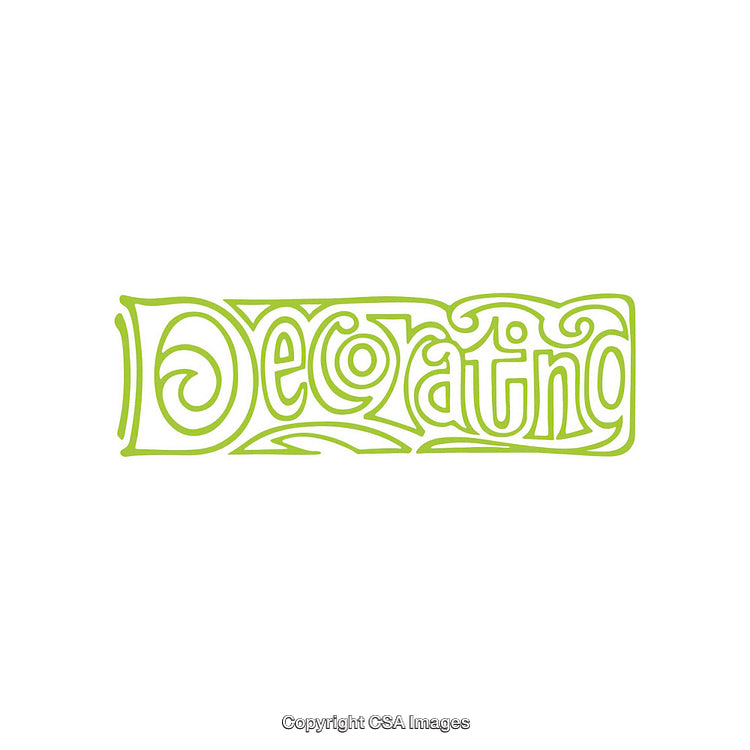 Green Decorative Text Design with Ornamental Swirls and Patterns