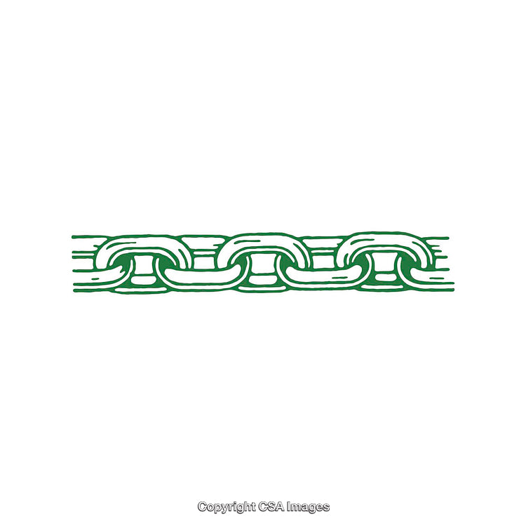 Green Illustration of Chain Links on a White Background