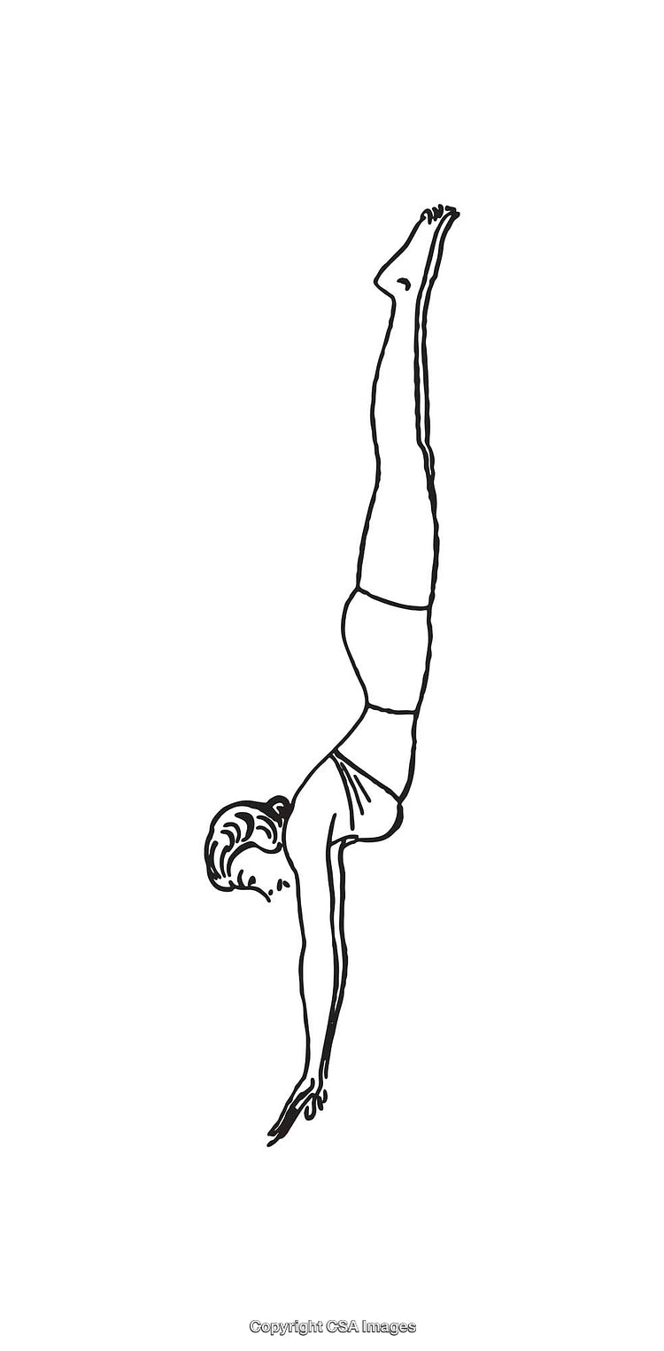 Elegant Line Art Illustration of a Woman in a Diving Pose