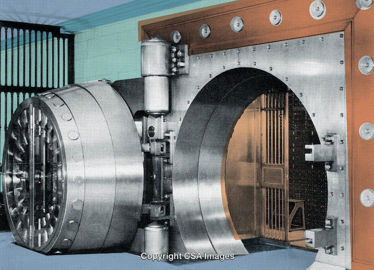 Stylized Image of a Secure Vault Door in Printed Media Format