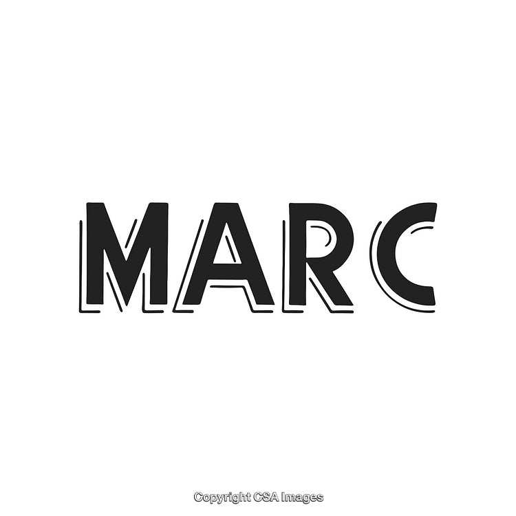 Artistic Bold Typography Illustration Featuring the Name Marc on White Background