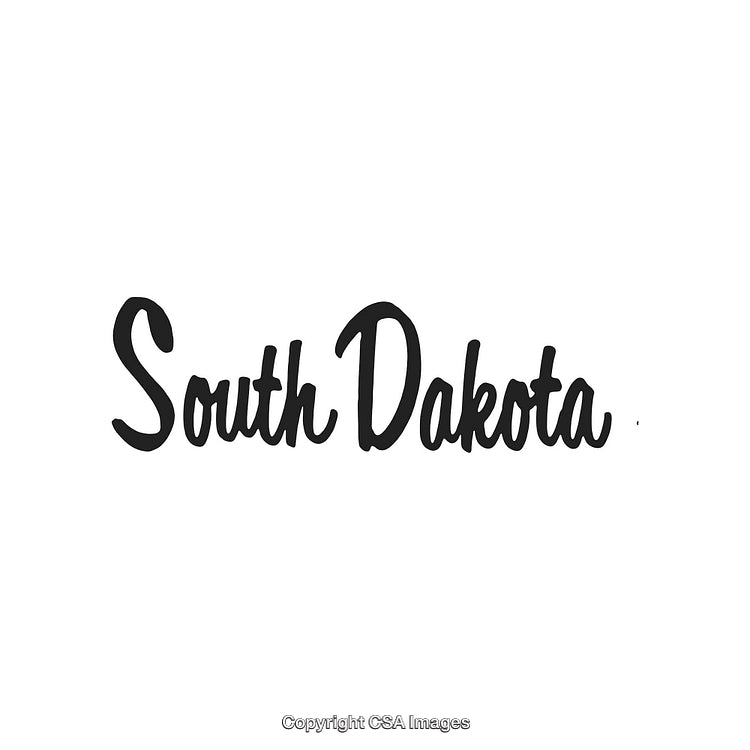Elegant Black Handlettering Depicting The State Name South Dakota