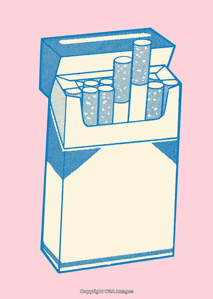 Colorful Line Art Illustration of an Open Pack of Cigarettes