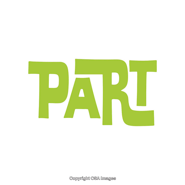 Bold Green Typography Spelling 'Part' on White Background