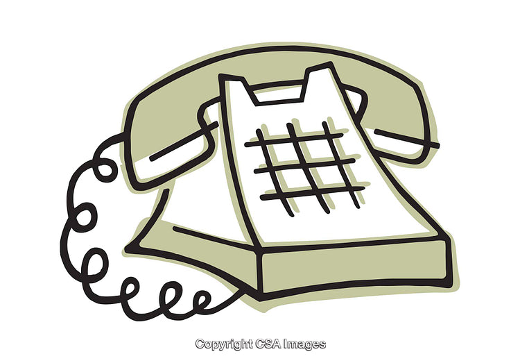 Illustration of a Vintage Telephone With Handset and Keypad Line Art