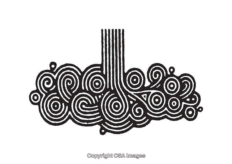 Abstract Black and White Line Art with Swirling Geometric Design