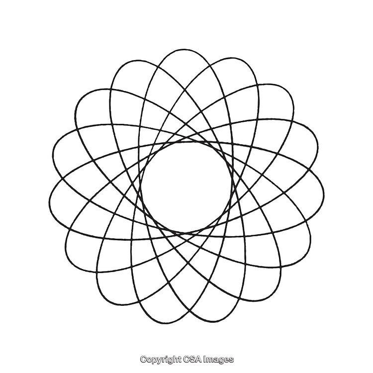 Abstract Black and White Geometric Shape with Circular Floral Design