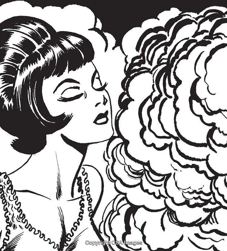 Retro Comic Style Artwork of Woman with Dramatic Smoke Effect