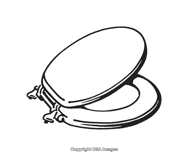 Black and White Line Art Illustration of Open Toilet Seat